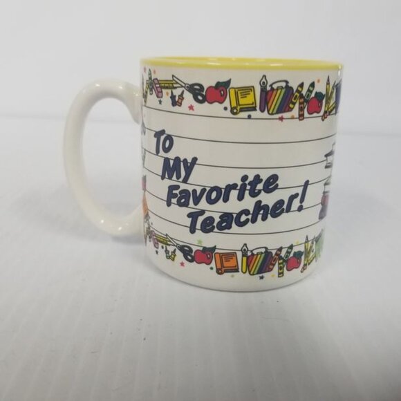 Teacher Mugs To My Favorite Teacher Vintage books pencils coffee cup tea 1991 - Picture 6 of 8
